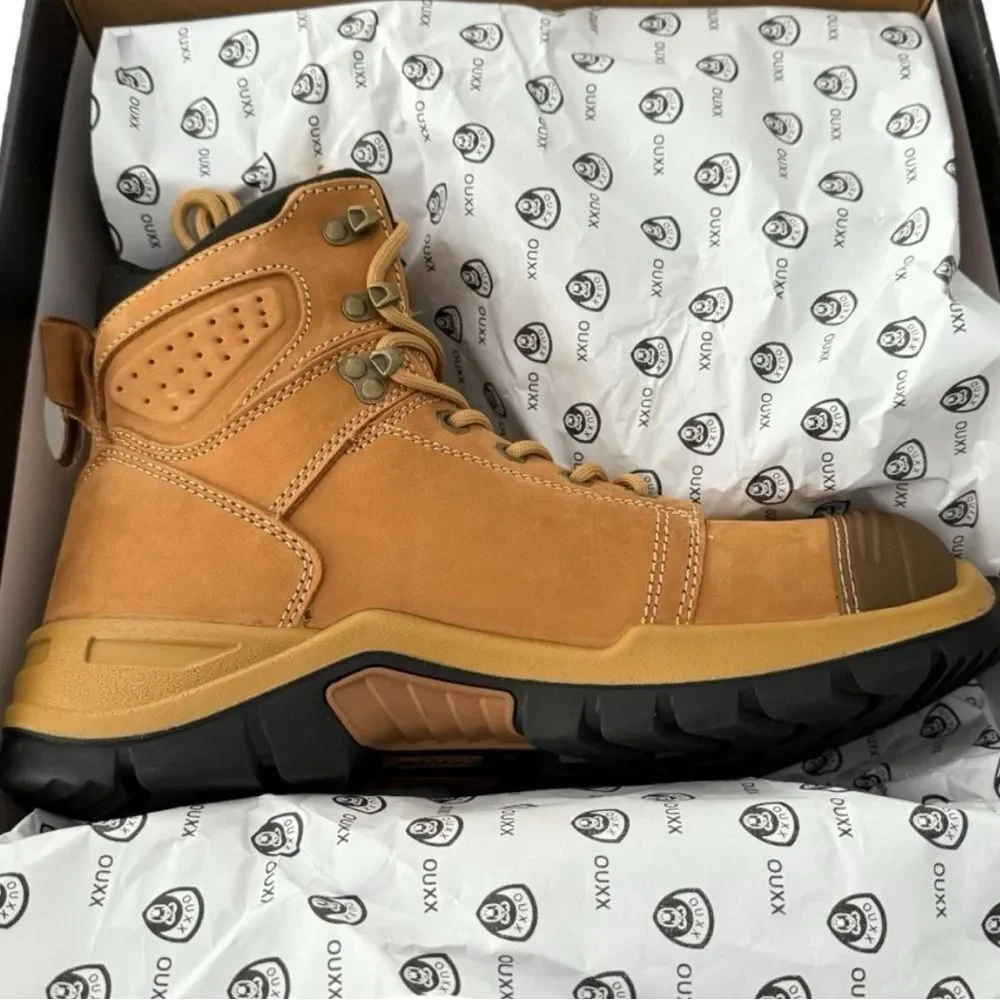 OUXX Men's 10 Wide Steel Toe Work Boots Tan Leather ASTM F2413-18 NEW